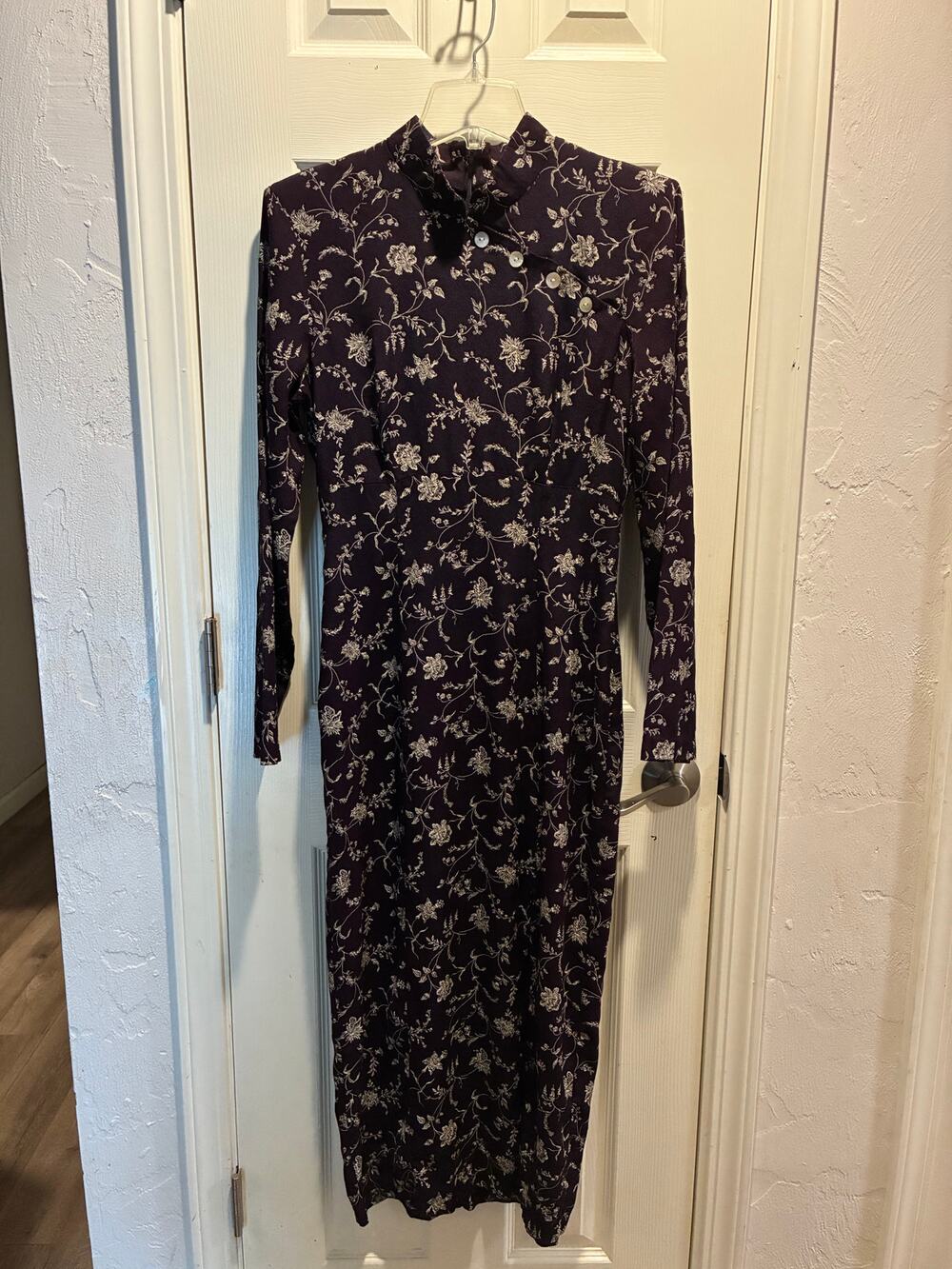 Vintage 90s Decked Out Floral Maxi Dress Goth Cottagecore Cheongsam